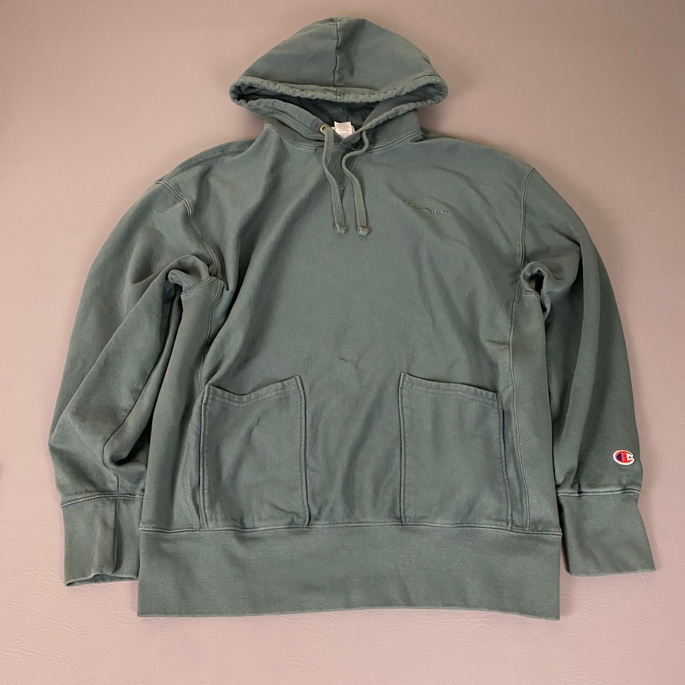 Champion Hoodie Sweatshirt Men's Small Sage Green Pullover Relaxed Long Sleeve